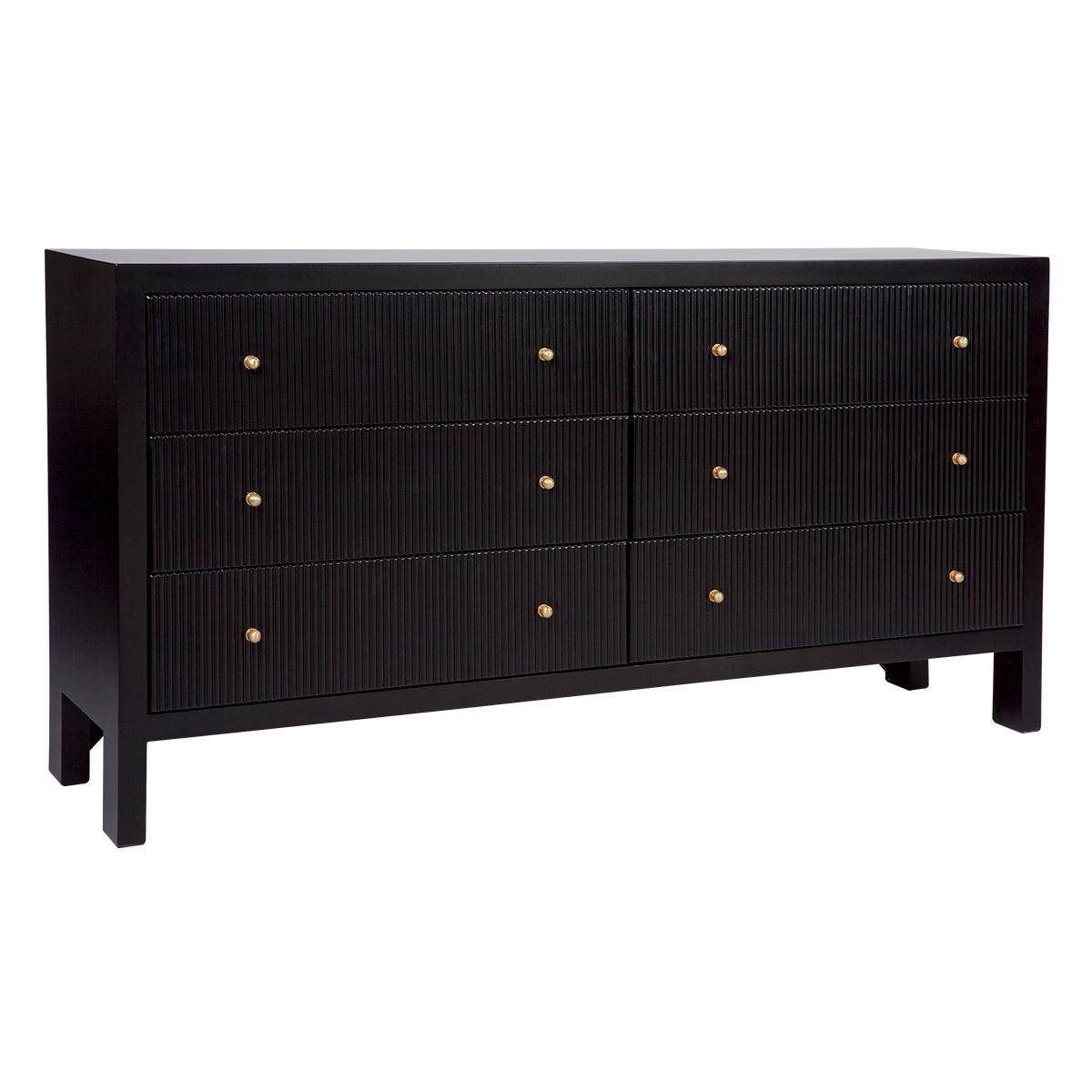 Adley | Fluted 6 Drawer Chest Black - Mirra Interiors