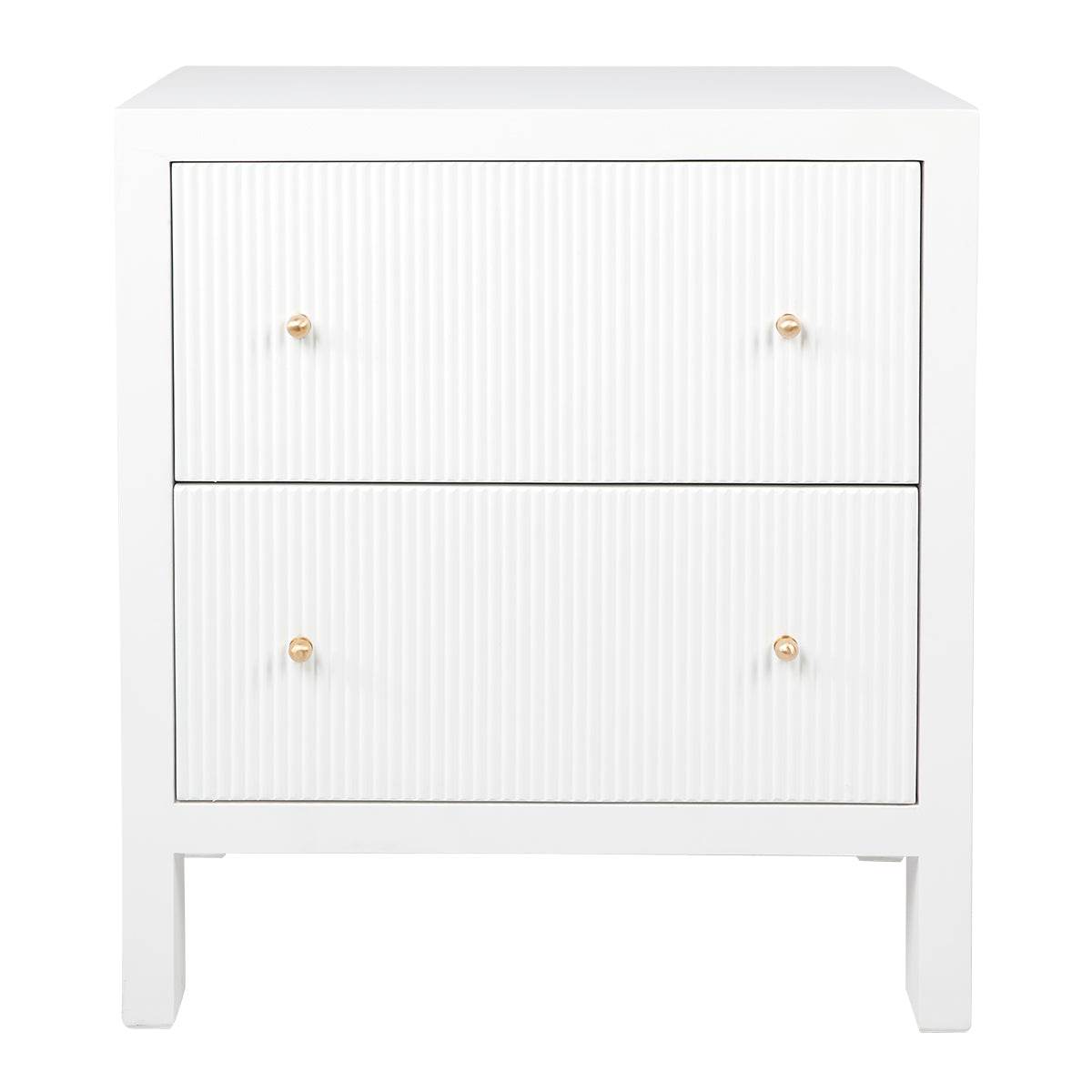 Adley | Fluted Bedside Table White (Large) - Mirra Interiors