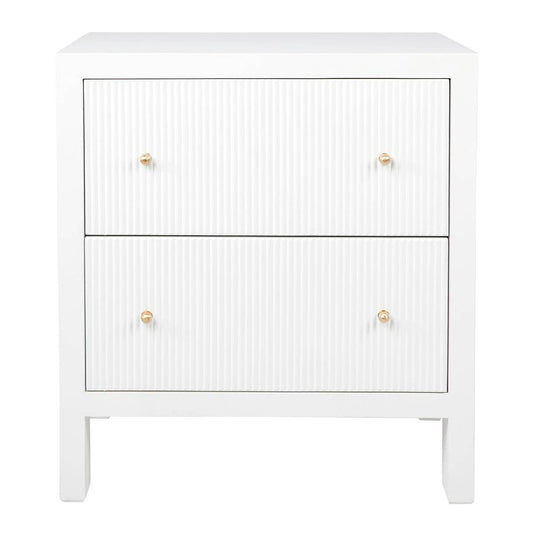 Adley | Fluted Bedside Table White (Large) - Mirra Interiors