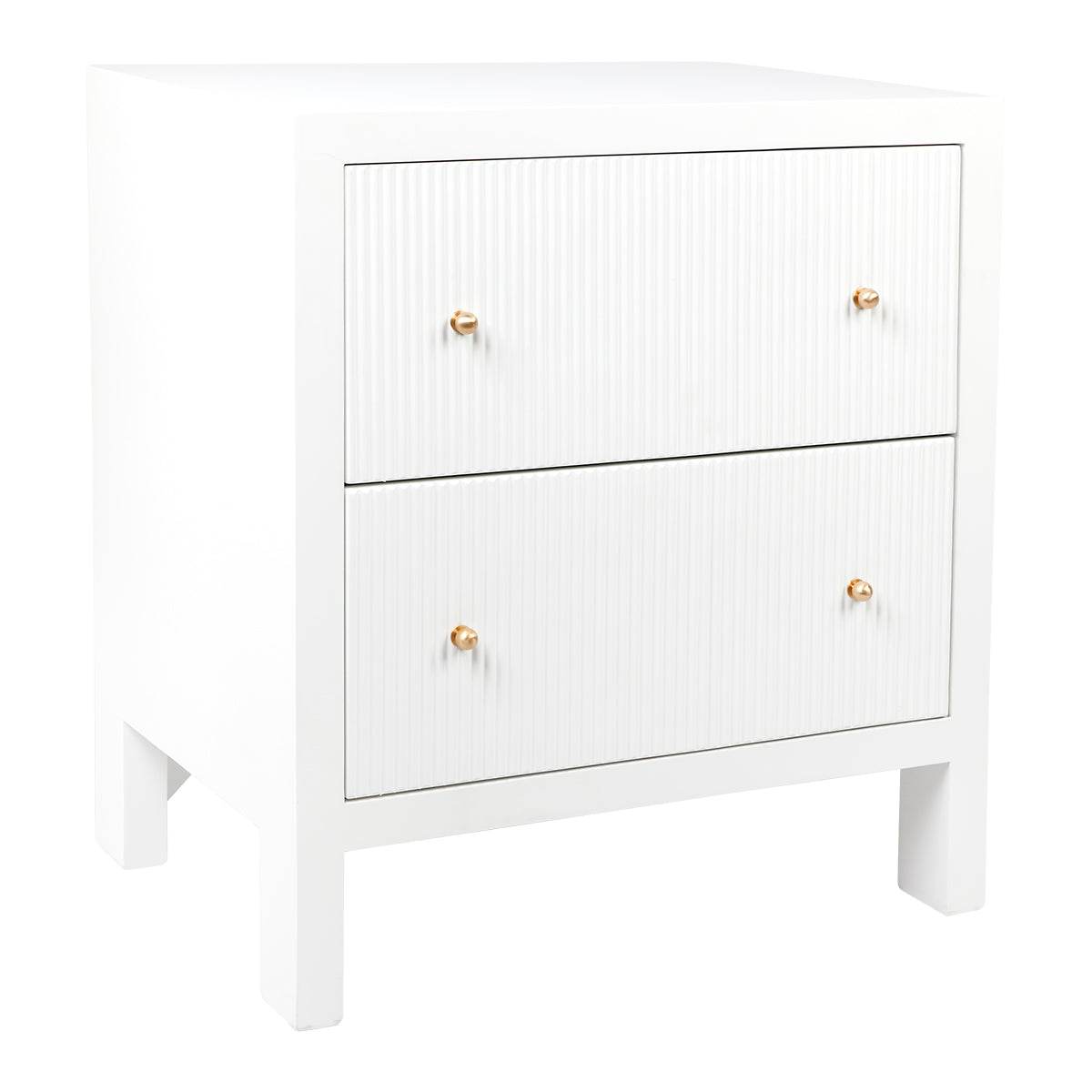 Adley | Fluted Bedside Table White (Large) - Mirra Interiors