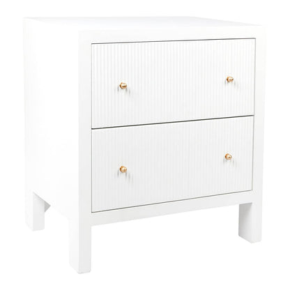 Adley | Fluted Bedside Table White (Large) - Mirra Interiors