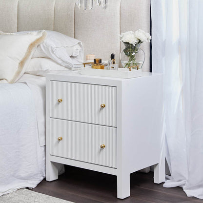 Adley | Fluted Bedside Table White (Large) - Mirra Interiors