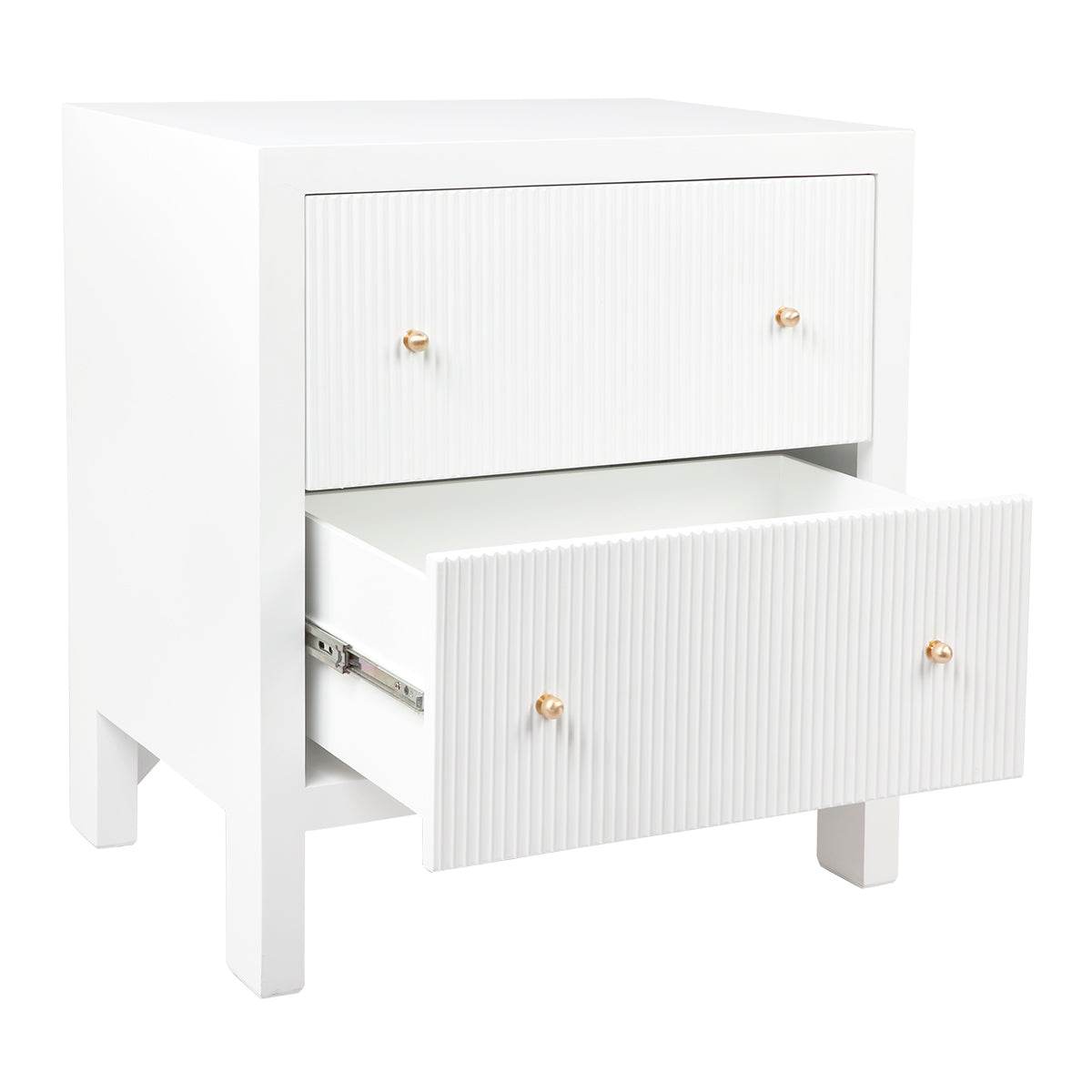 Adley | Fluted Bedside Table White (Large) - Mirra Interiors
