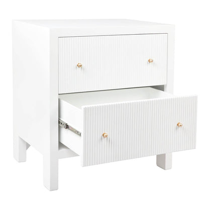 Adley | Fluted Bedside Table White (Large) - Mirra Interiors