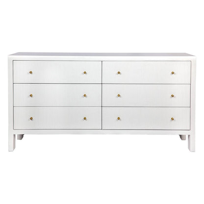 Adley | Fluted 6 Drawer Chest White - Mirra Interiors