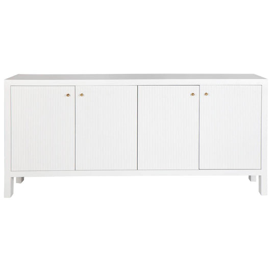 Adley | Fluted 4 Door Buffet White - Mirra Interiors