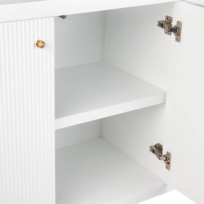 Adley | Fluted 4 Door Buffet White - Mirra Interiors