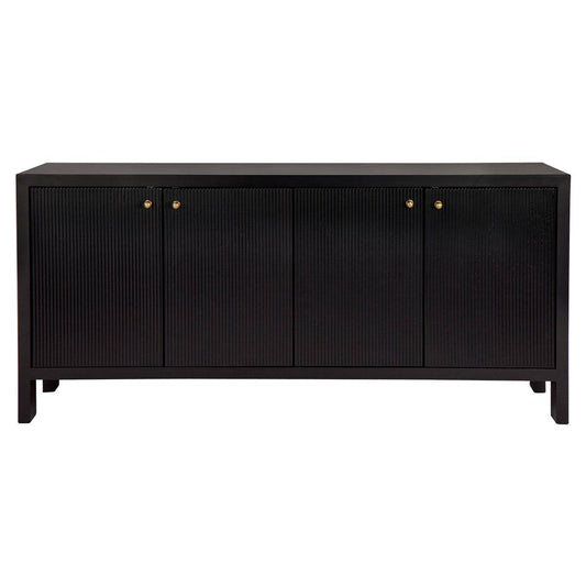 Adley | Fluted 4 Door Buffet Black - Mirra Interiors