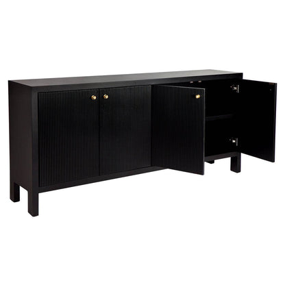 Adley | Fluted 4 Door Buffet Black - Mirra Interiors