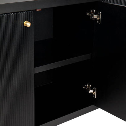 Adley | Fluted 4 Door Buffet Black - Mirra Interiors