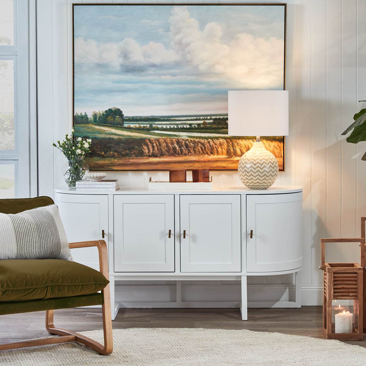 Trenton | 4 Door Curve Buffet White - Mirra Interiors