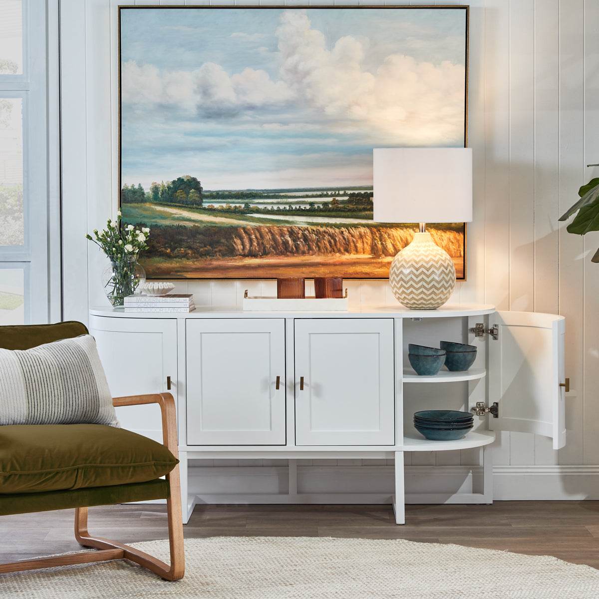Trenton | 4 Door Curve Buffet White - Mirra Interiors