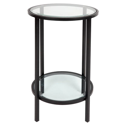 Cleo | Round Glass Side Table Black (Small) - Mirra Interiors