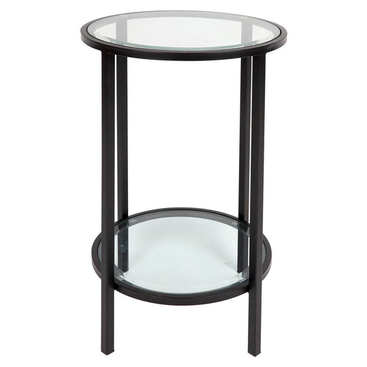 Cleo | Round Glass Side Table Black (Small) - Mirra Interiors