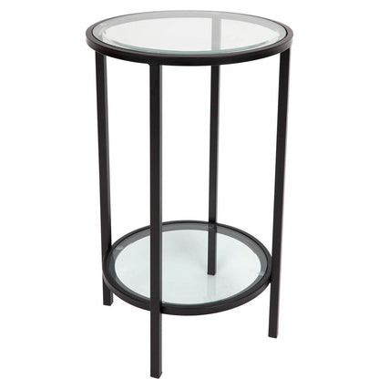 Cleo | Round Glass Side Table Black (Small) - Mirra Interiors