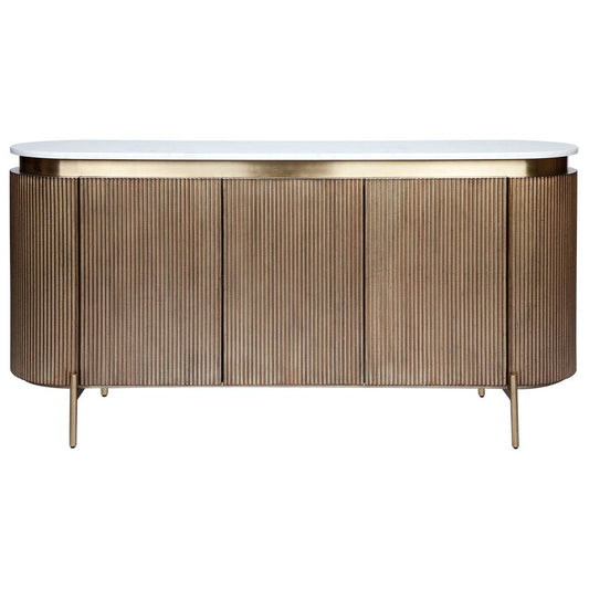 Dante | Marble Top Curve Buffet Antique Gold - Mirra Interiors