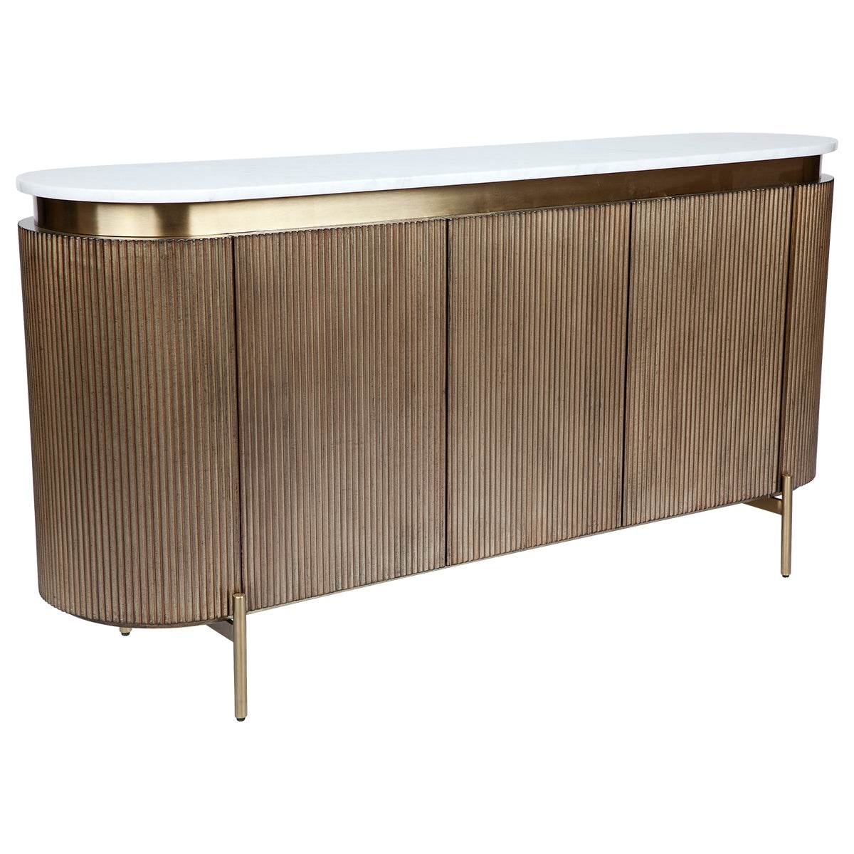 Dante | Marble Top Curve Buffet Antique Gold - Mirra Interiors