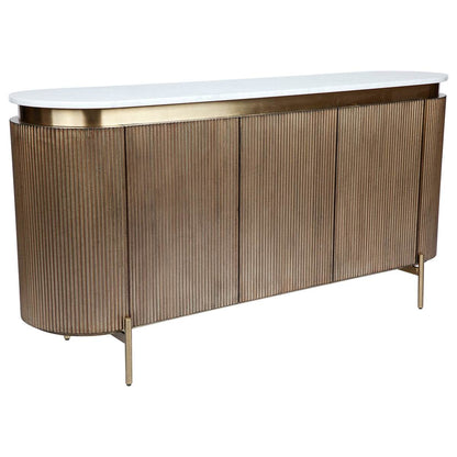 Dante | Marble Top Curve Buffet Antique Gold - Mirra Interiors