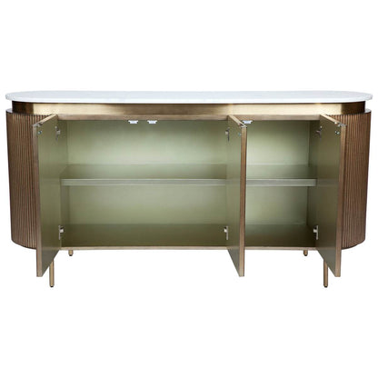 Dante | Marble Top Curve Buffet Antique Gold - Mirra Interiors