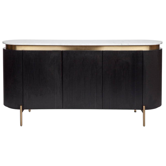 Dante | Marble Top Curve Buffet Black - Mirra Interiors