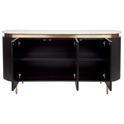 Dante | Marble Top Curve Buffet Black - Mirra Interiors
