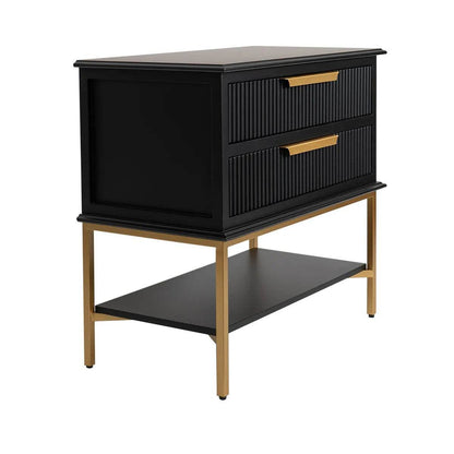 Addison | Ribbed Bedside Table Black (Large) - Mirra Interiors