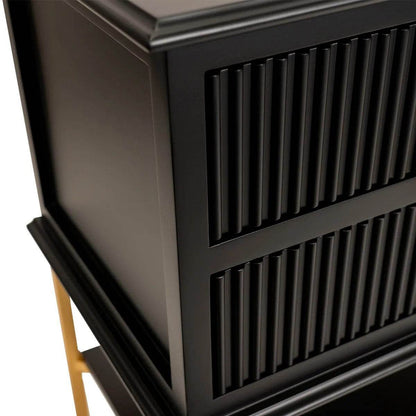 Addison | Ribbed Bedside Table Black (Large) - Mirra Interiors