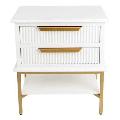 Addison | Ribbed Bedside Table White (Small) - Mirra Interiors