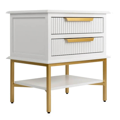 Addison | Ribbed Bedside Table White (Small) - Mirra Interiors