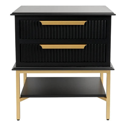 Addison | Ribbed Bedside Table Black (Small) - Mirra Interiors