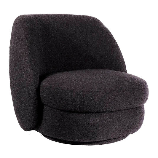 Audrey | Boucle Swivel Chair Black - Mirra Interiors