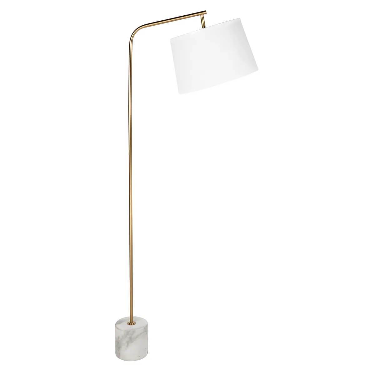 Walker | Brass Rod & Marble Floor Lamp White - Mirra Interiors