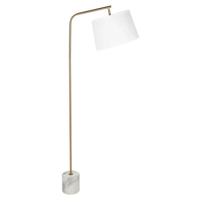 Walker | Brass Rod & Marble Floor Lamp White - Mirra Interiors