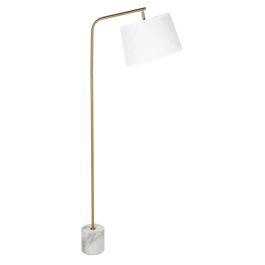 Walker | Brass Rod & Marble Floor Lamp White - Mirra Interiors