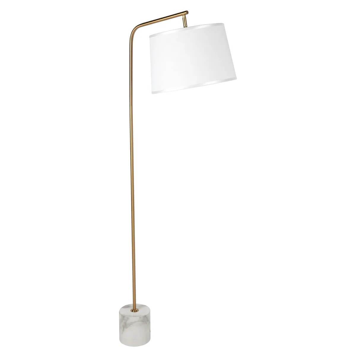 Walker | Brass Rod & Marble Floor Lamp White - Mirra Interiors