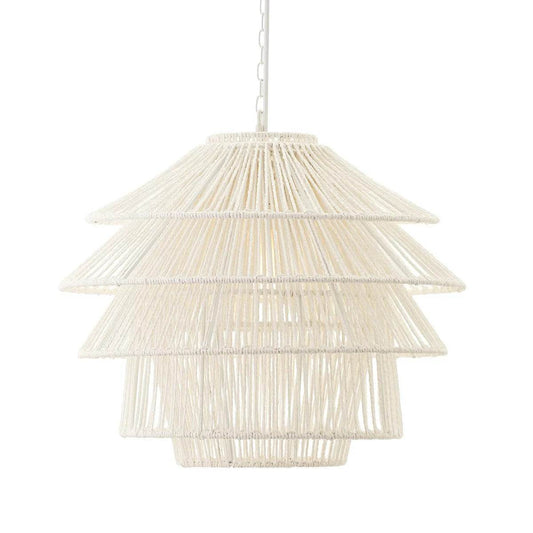 Soleil | Hand Woven Rope Pendant White - Mirra Interiors