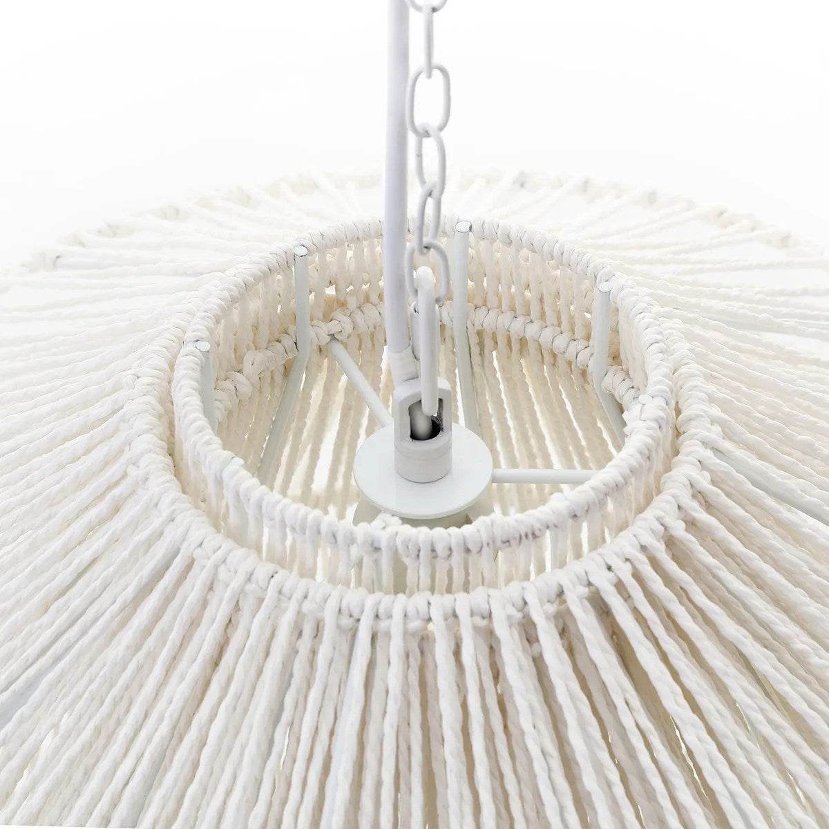 Soleil | Hand Woven Rope Pendant White - Mirra Interiors