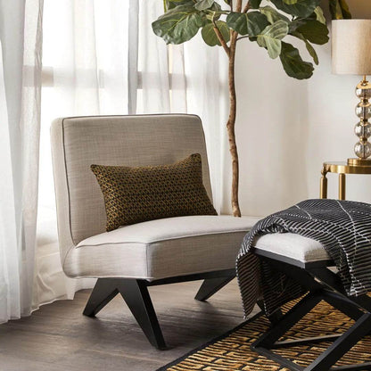 Marcus | Linen Slipper Chair Off White - Mirra Interiors