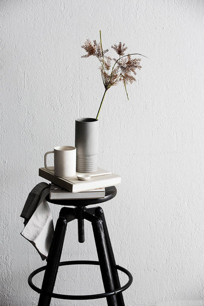 Carv | Ribbed Tall Vase Grey (Small) - Mirra Interiors