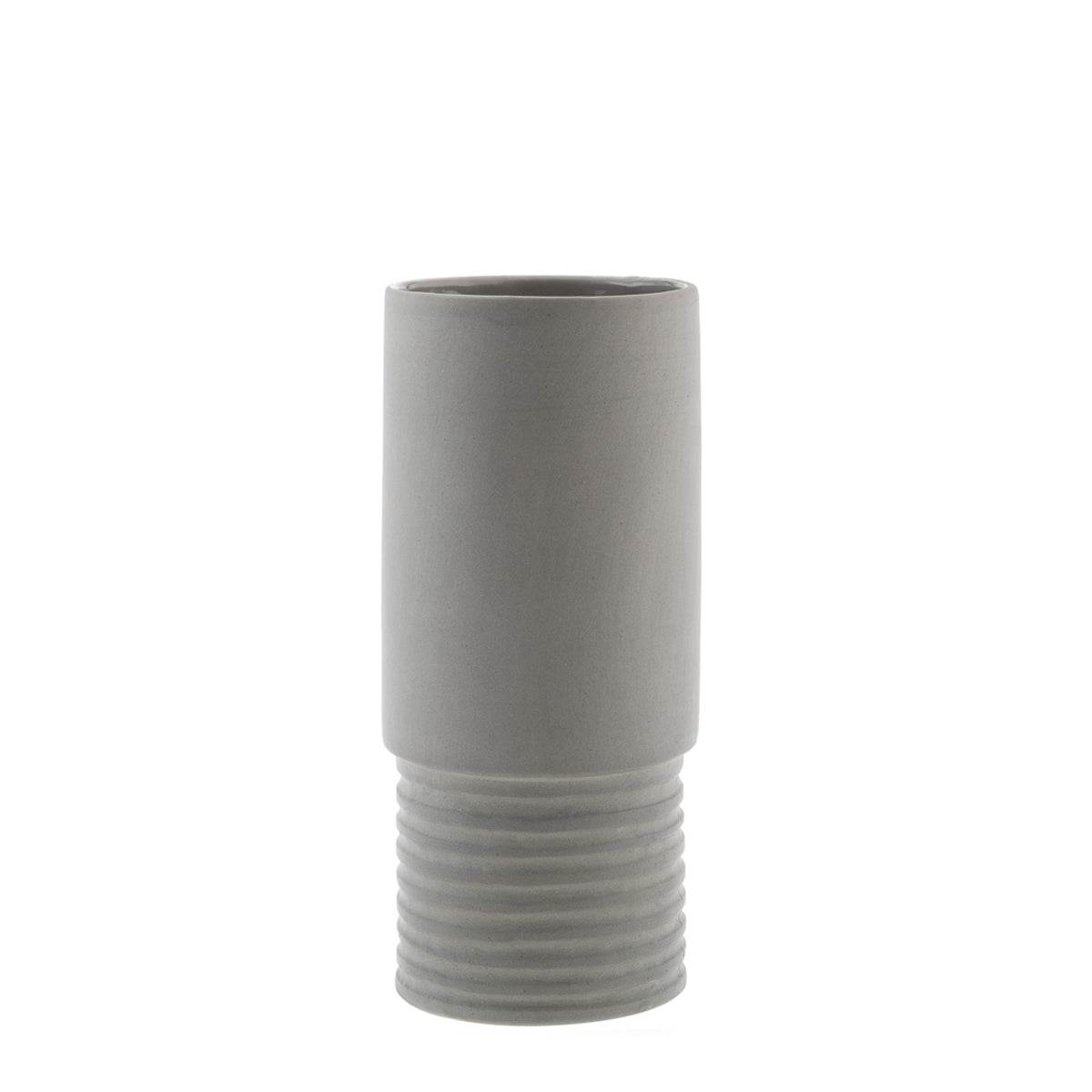 Carv | Ribbed Tall Vase Grey (Small) - Mirra Interiors