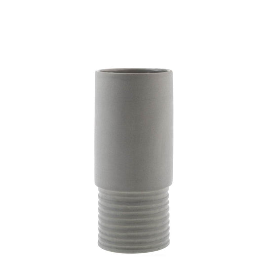 Carv | Ribbed Tall Vase Grey (Small) - Mirra Interiors