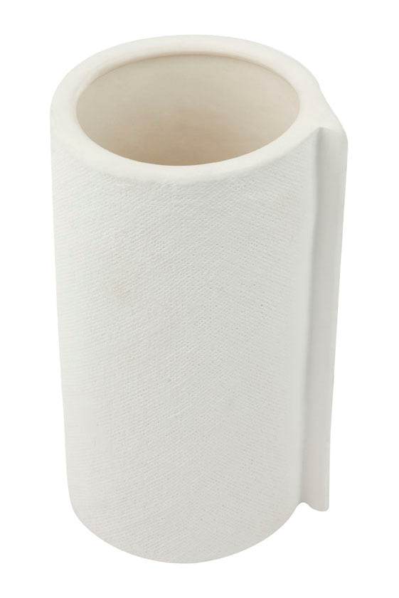 Burlap | Ceramic Textured Vase White (Large) - Mirra Interiors