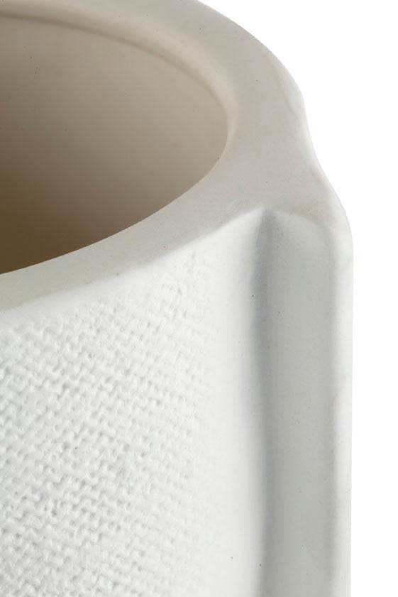 Burlap | Ceramic Textured Vase White (Large) - Mirra Interiors