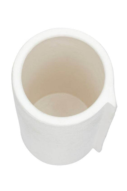 Burlap | Ceramic Textured Vase White (Large) - Mirra Interiors