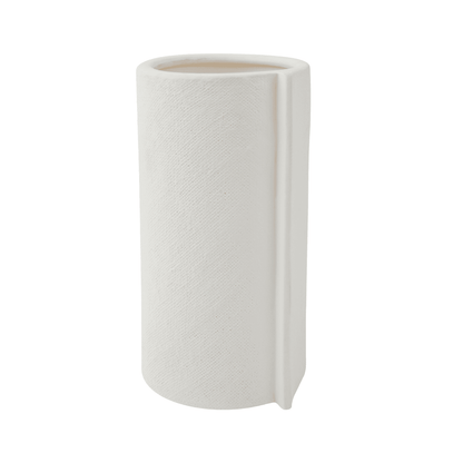 Burlap | Ceramic Textured Vase White (Large) - Mirra Interiors