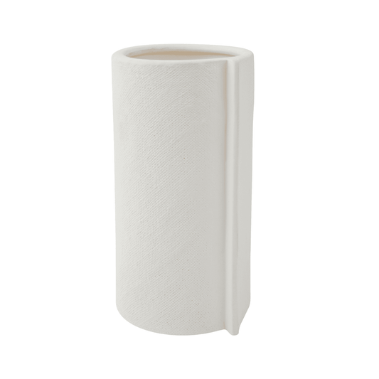 Burlap | Ceramic Textured Vase White (Large) - Mirra Interiors
