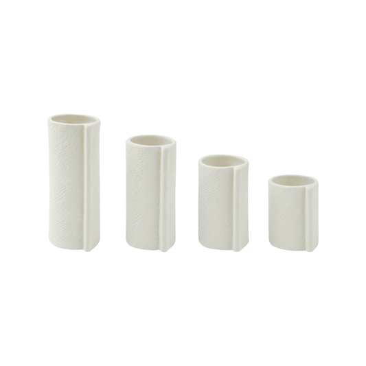 Burlap | Ceramic Textured Vases White (Set of 4) - Mirra Interiors