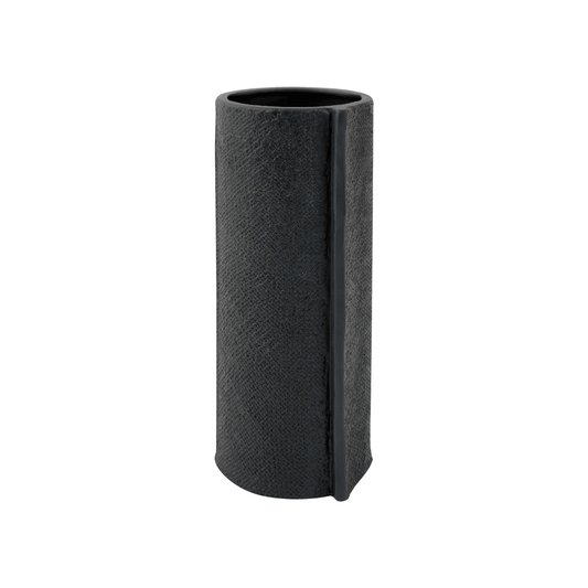 Burlap | Ceramic Textured Vase Black (Small) - Mirra Interiors