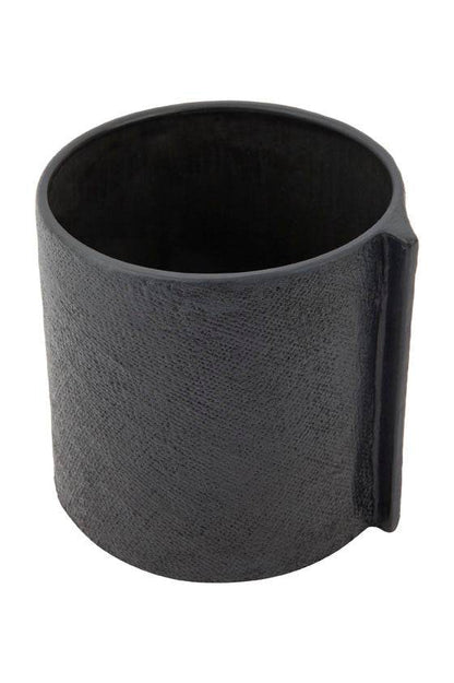Burlap | Ceramic Textured Pot Black (Large) - Mirra Interiors
