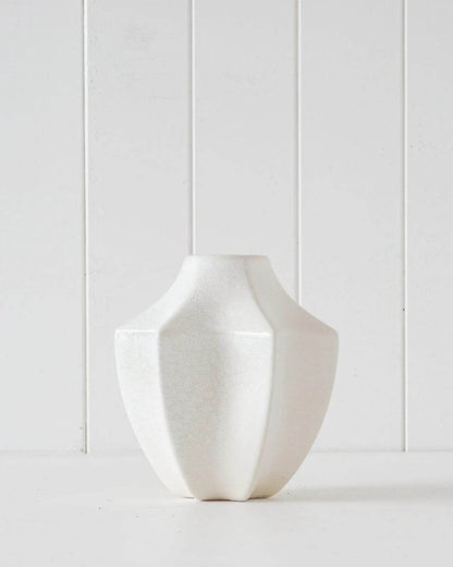 Kuori | Ceramic Crackle Vase White - Mirra Interiors